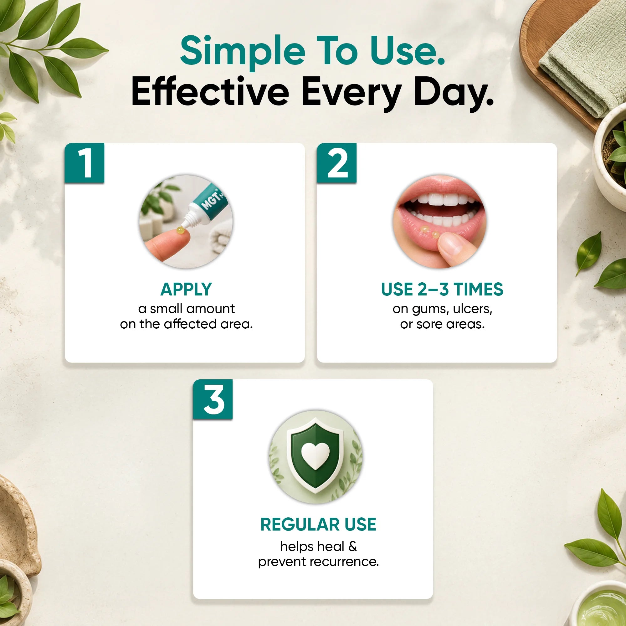 Step to Use Dadaz Pharma MGT Mouth gel.