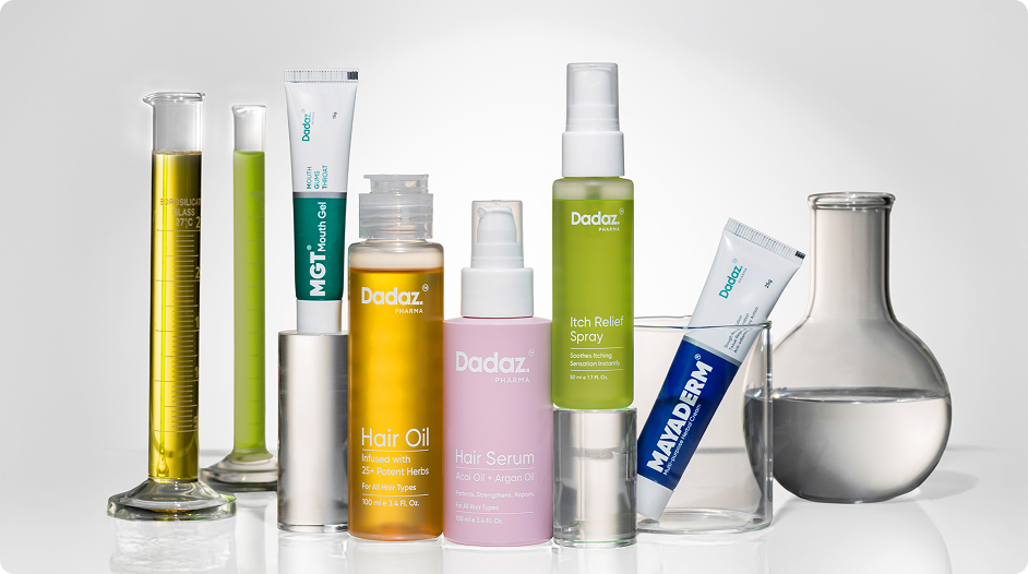 A group of Dadaz Pharma  products.